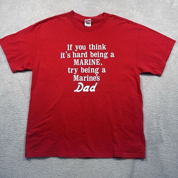 Vintage Y2K Soffe Marine Dad Tee T-shirt Size Large Red USMC‎ Military Marines - Picture 1 of 7